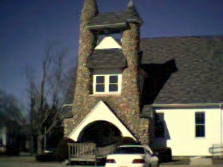 View of church from the southeast side on Adams Street.